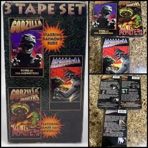 3 VTG Godzilla VHS King of Monsters 1956 Terror of Megagodzilla SciFi Monsters